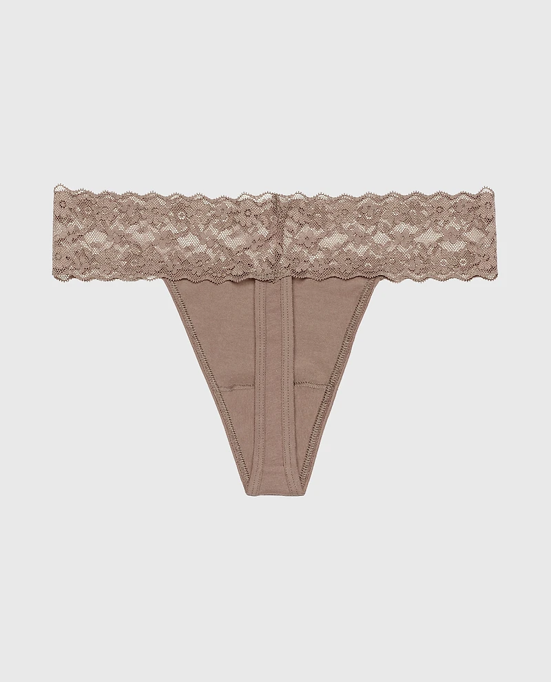 Thong Panty With Lace Trim Leafless Tree