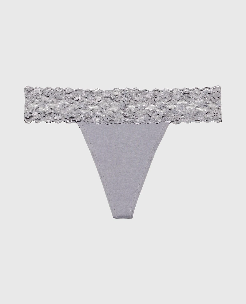 Thong Panty With Lace Trim Quicksilver