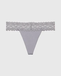 Thong Panty With Lace Trim Quicksilver