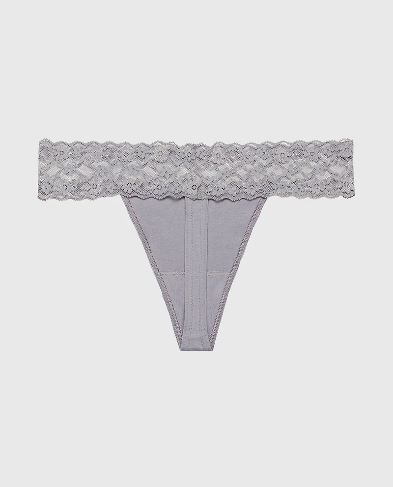 Thong Panty With Lace Trim Quicksilver