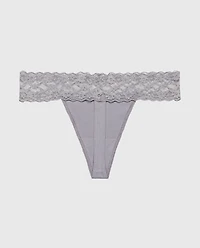 Thong Panty With Lace Trim Quicksilver