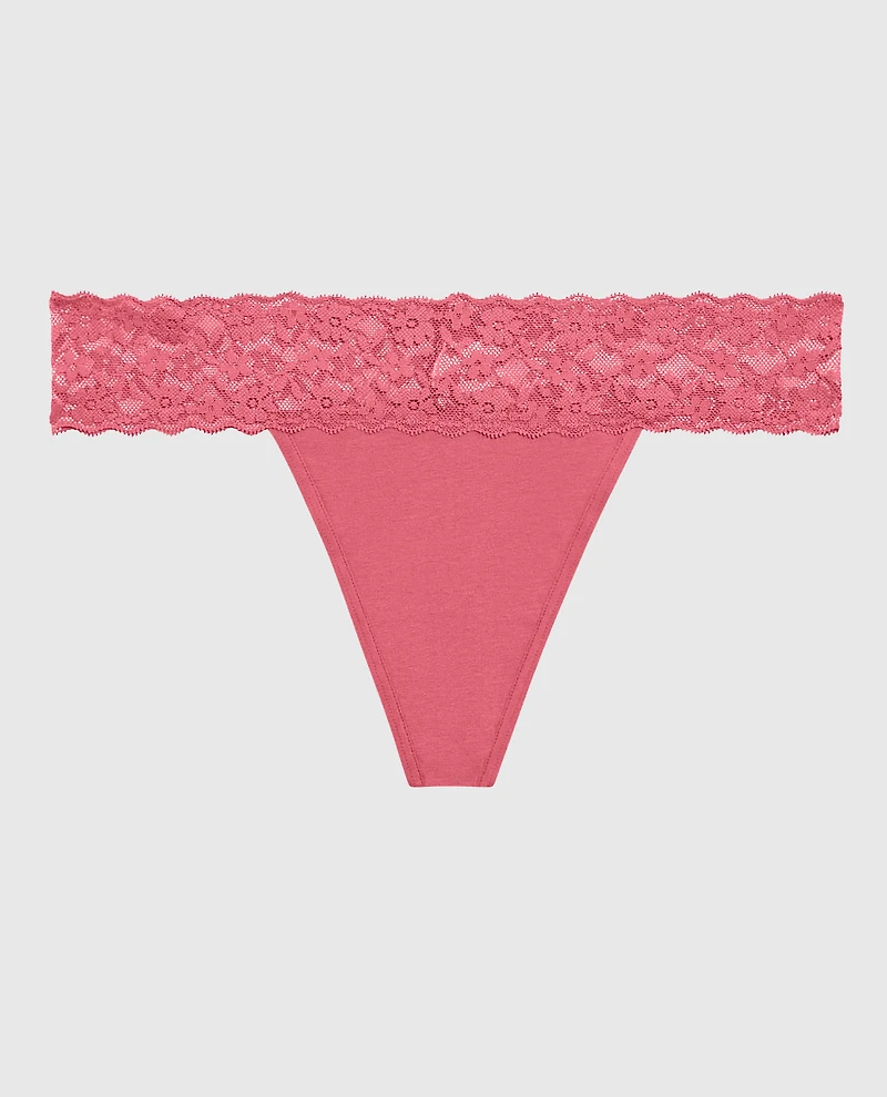 Thong Panty with Lace Romantic Pink