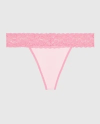 Thong Panty with Lace Trim in Pink
