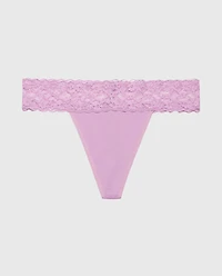 Thong Panty With Lace Trim Regal Orchid