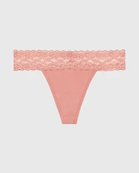 Thong Panty With Lace Trim Old Rose