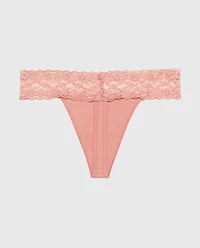 Thong Panty With Lace Trim Old Rose