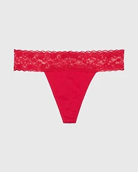 Thong Panty With Lace Trim Crimson