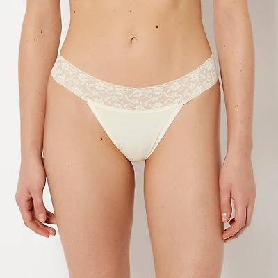 Thong Panty With Lace Trim Lemon Icing