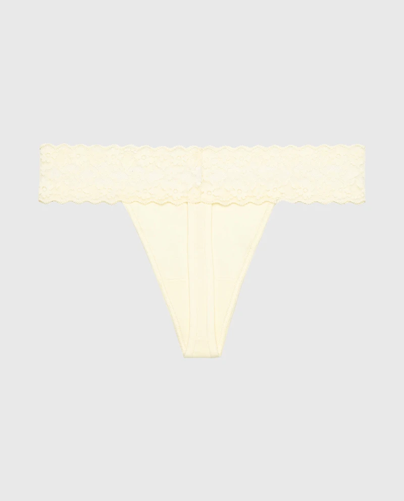 Thong Panty With Lace Trim Lemon Icing