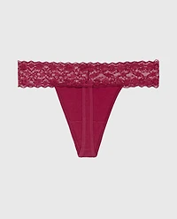 Thong Panty With Lace Trim Beaujolais