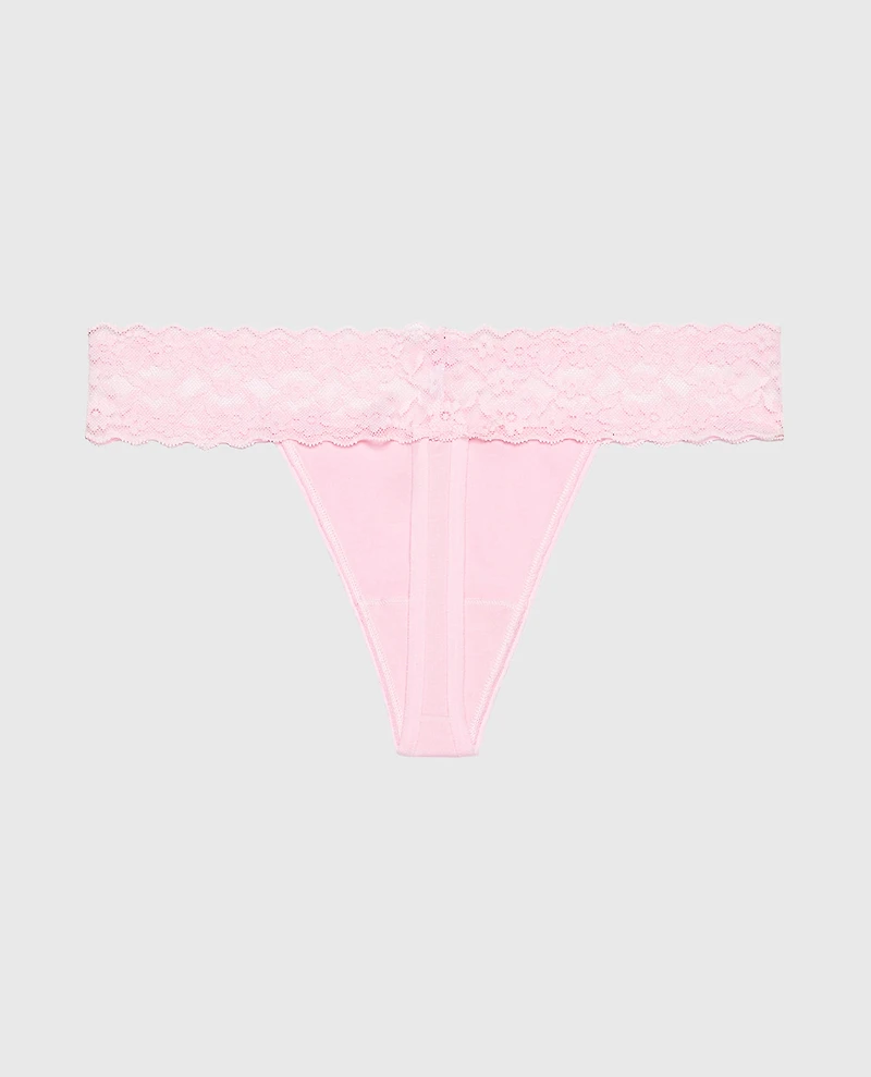 Thong Cotton Panty With Lace Trim Sweet Dream