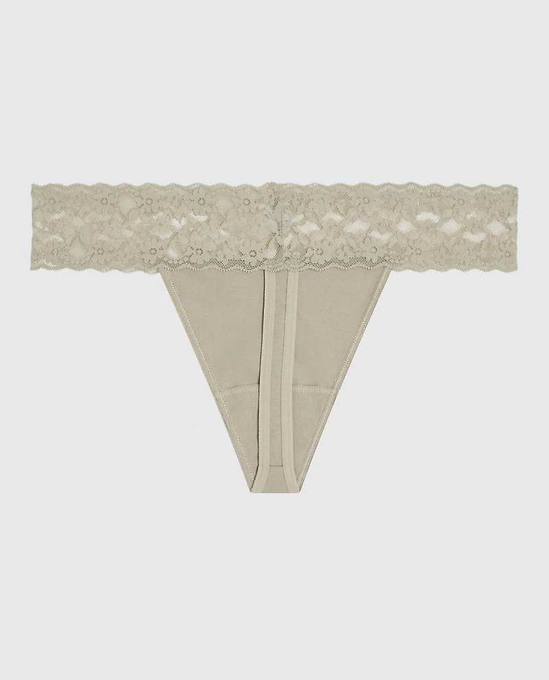 Thong Panty with Lace Stone Grey
