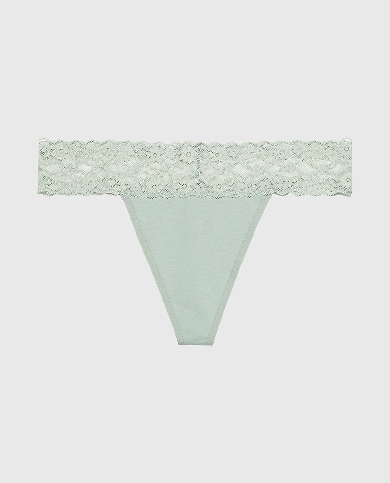 Tanga avec bordure de dentelle vert iceberg