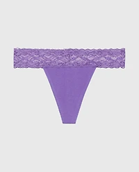 Thong Panty With Lace Trim Purple Opulence