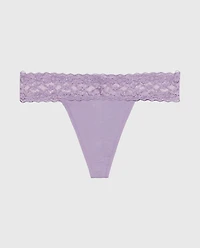 Thong Cotton Panty With Lace Trim Purple Haze