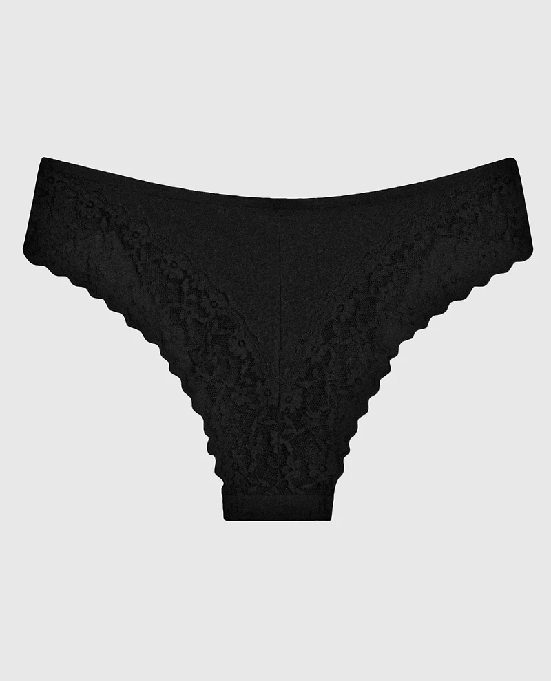 Cheeky Panty With Lace Trim Tuxedo Black
