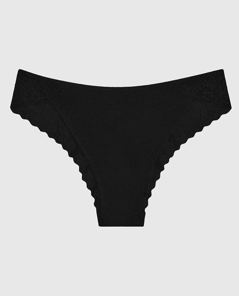 Cheeky Panty With Lace Trim Tuxedo Black