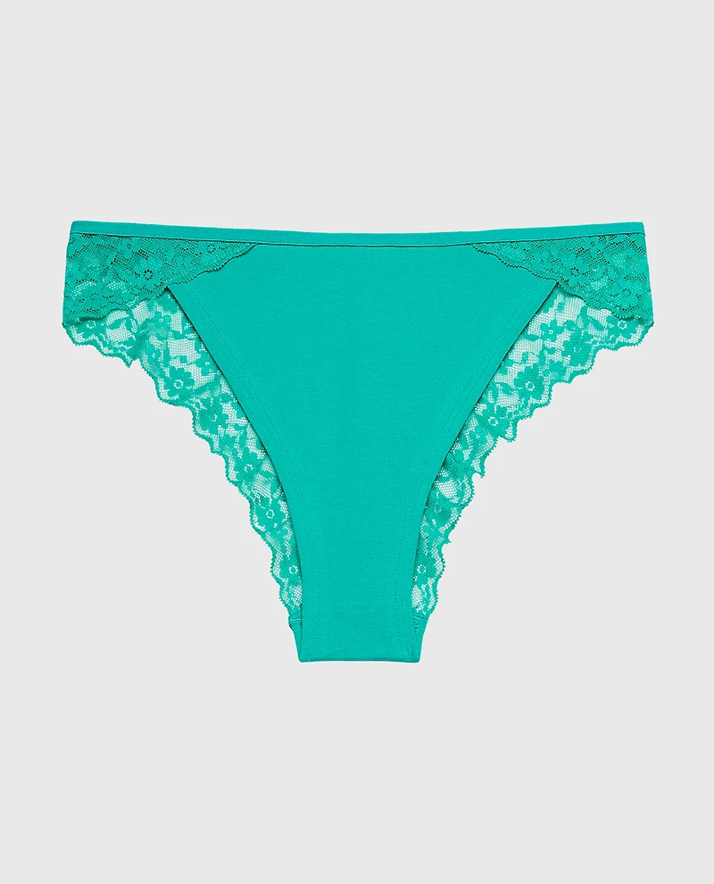 Culotte coquine avec bordure en dentelle vert dynastie