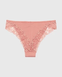 Cheeky Panty With Lace Trim Old Rose