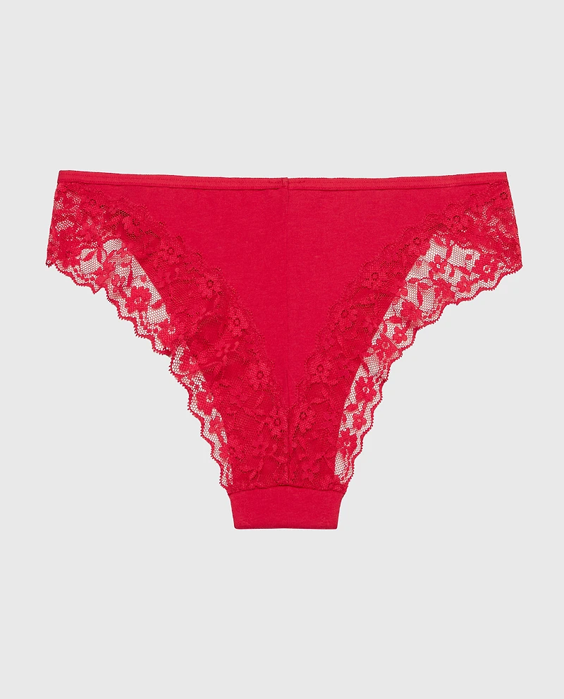 Cheeky Panty With Lace Trim Crimson