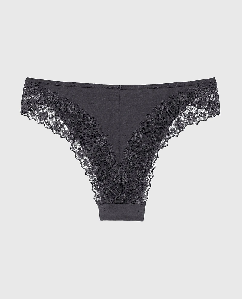 Cheeky Panty With Lace Trim Ebony