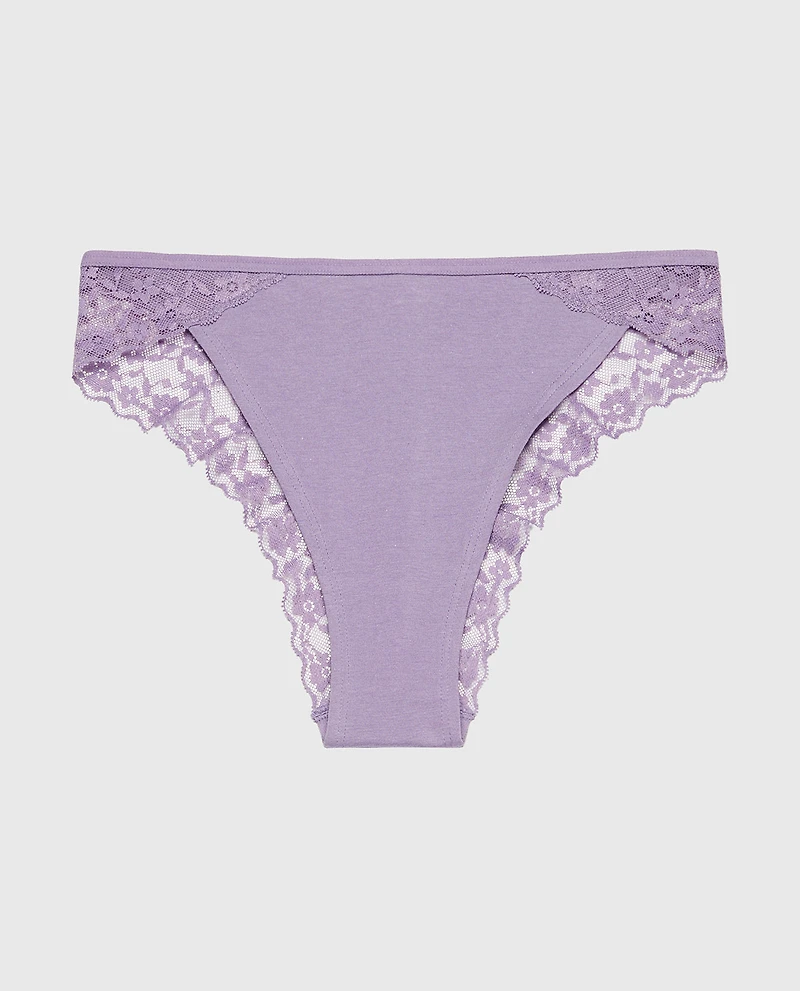Mini Cheeky Cotton Panty With Lace Trim Purple Haze