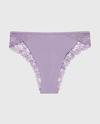 Mini Cheeky Cotton Panty With Lace Trim Purple Haze