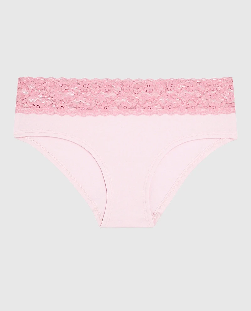 Culotte taille basse avec bordure à logo rose