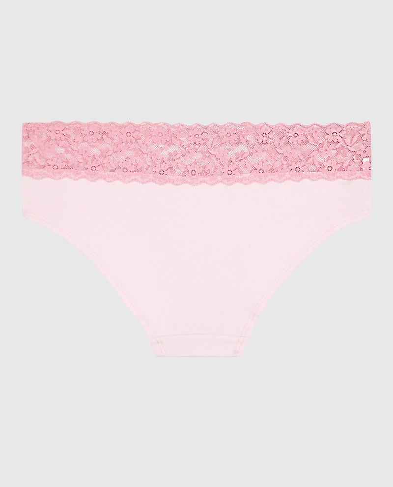 Culotte taille basse avec bordure à logo rose