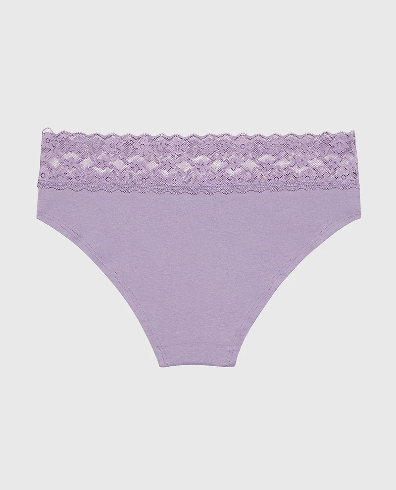 Hipster Cotton Panty With Lace Trim Purple Haze