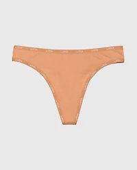 Thong Panty with Logo Trim Cork