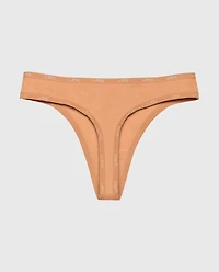 Thong Panty with Logo Trim Cork