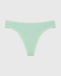 Thong Panty with Logo Trim Mist Green