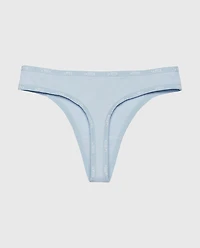 Thong Panty with Logo Trim Subdued Blue