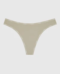 Thong Panty with Logo Trim Stone Grey