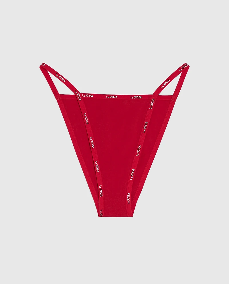 Cheeky Panty with Logo Trim Cosmo Red