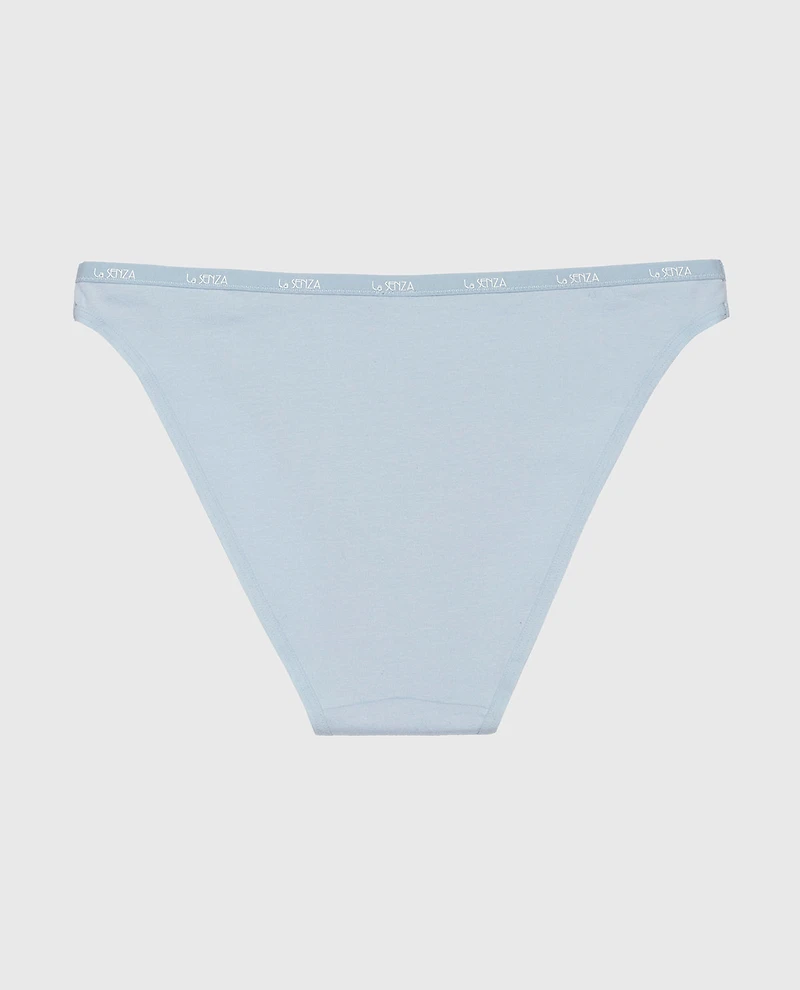 Bikini Panty with Logo Trim Subdued Blue