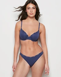 Bikini Panty with Logo Trim Dusk Blue
