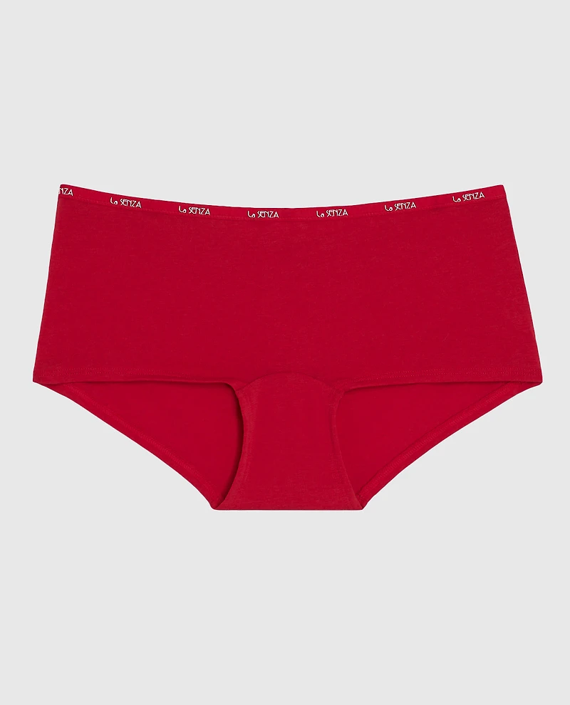 Boyshort Panty with Logo Trim Cosmo Red