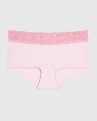 Boyshort Panty with Lace Trim Pink