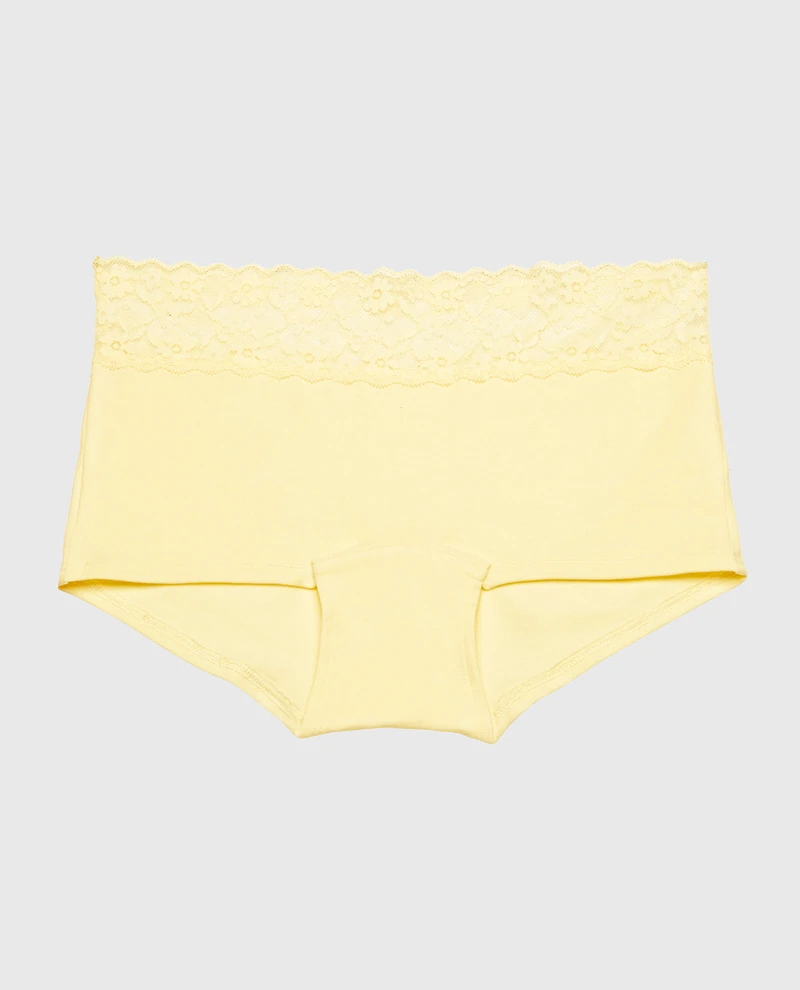 Boyshort Panty With Lace Trim Pale Banana