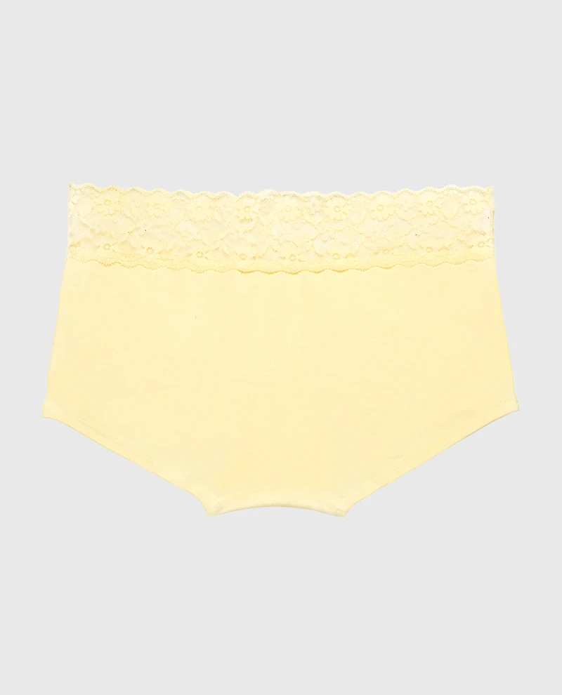 Boyshort Panty With Lace Trim Pale Banana