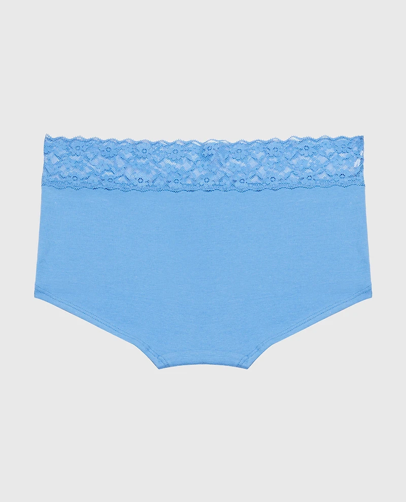 Boyshort Panty With Lace Trim Azure Blue