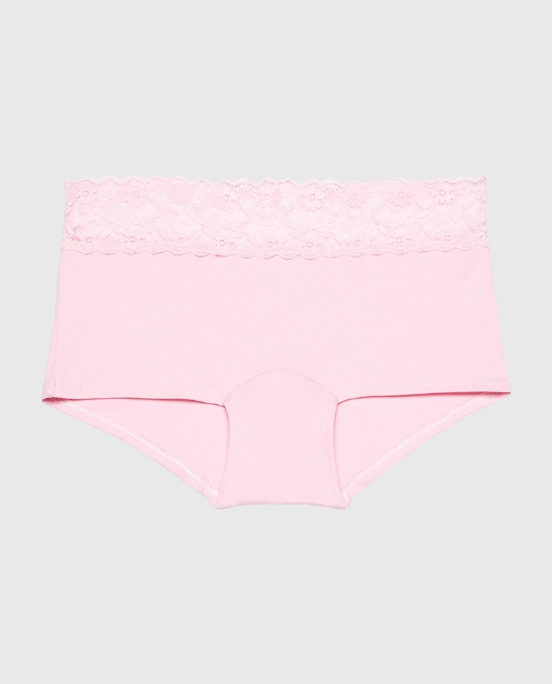 Boyshort Cotton Panty With Lace Trim Sweet Dream