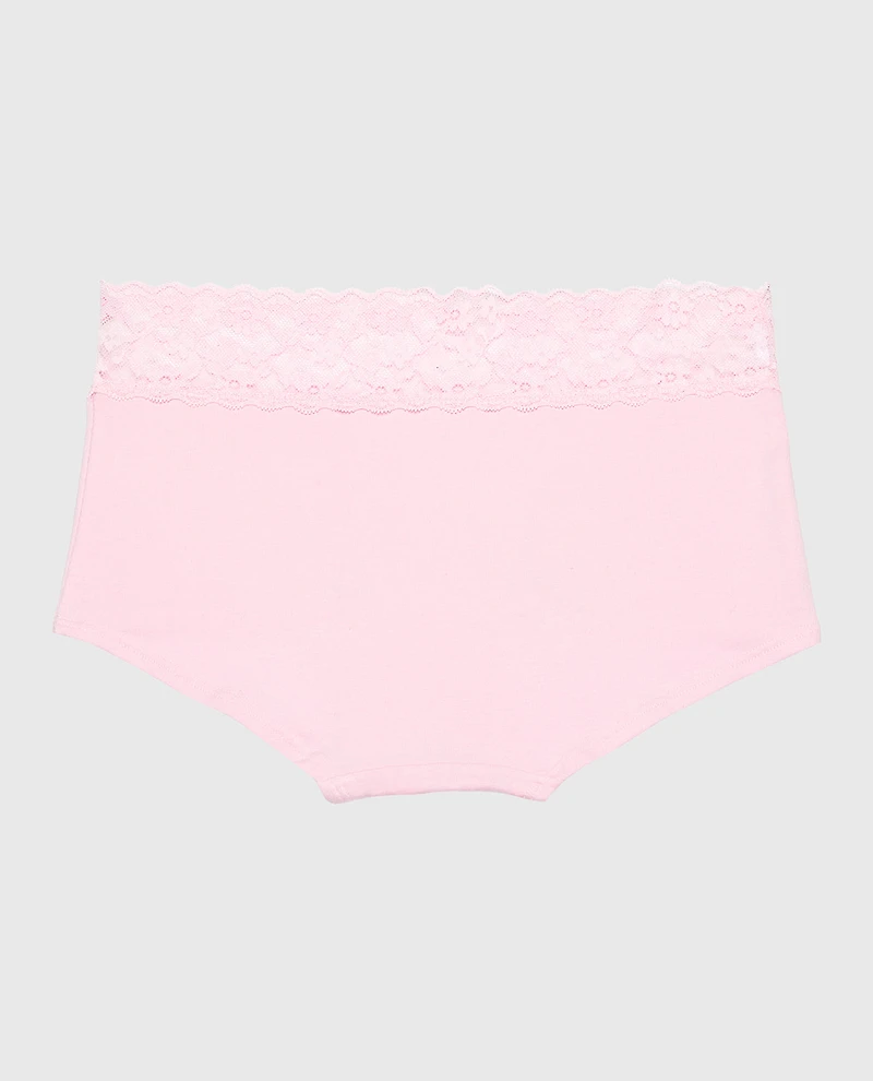 Boyshort Cotton Panty With Lace Trim Sweet Dream