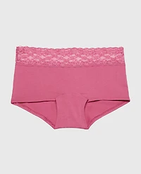 Boyshort Panty With Lace Trim  Red Violet