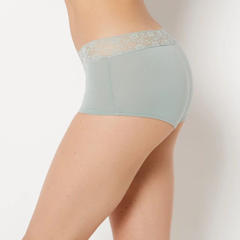 Boyshort Panty With Lace Trim Iceberg Green
