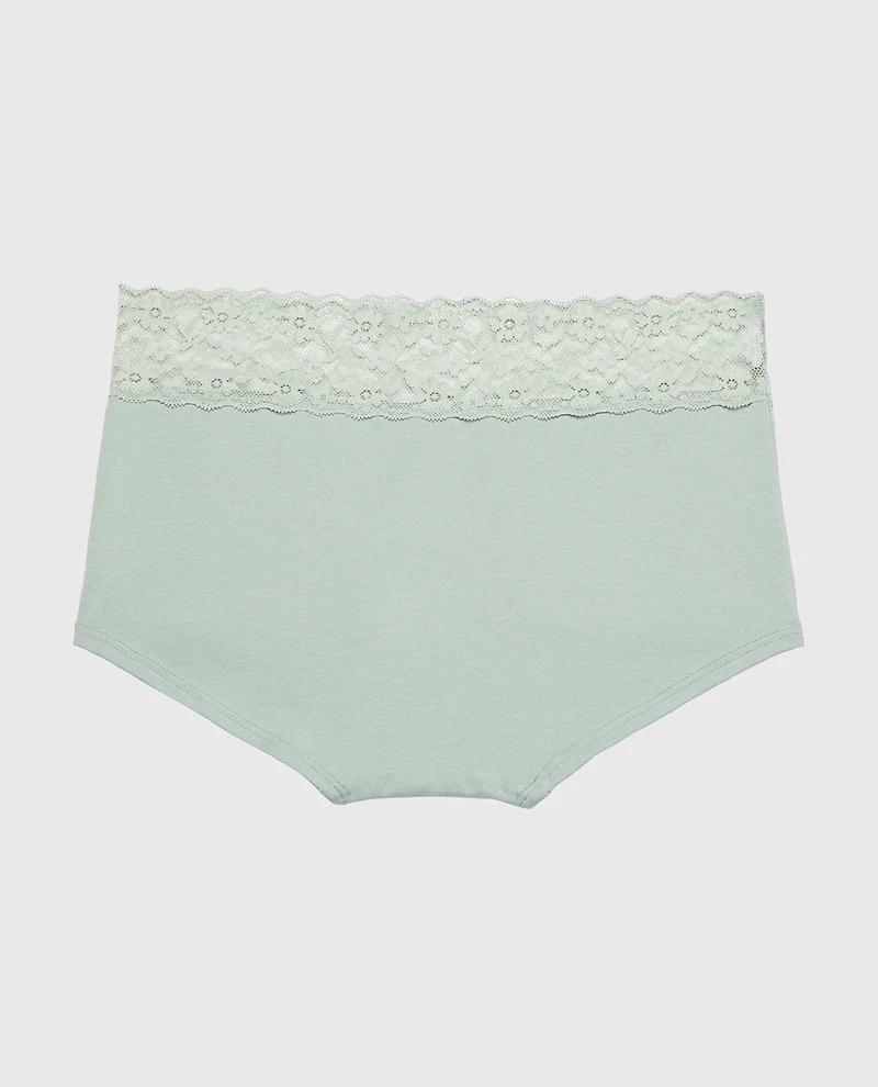 Boyshort Panty With Lace Trim Iceberg Green