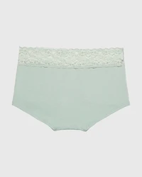 Boyshort Panty With Lace Trim  Iceberg Green