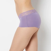 Boyshort Cotton Panty With Lace Trim Purple Haze